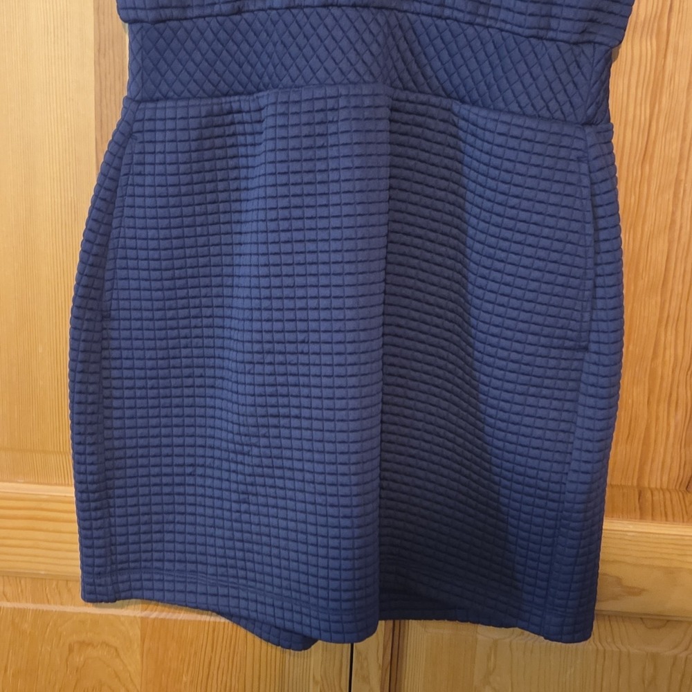 Dudley Stephens Ava Dress Small Navy Blue Waffle Quarter Zip Sleeveless Pockets - Picture 6 of 9